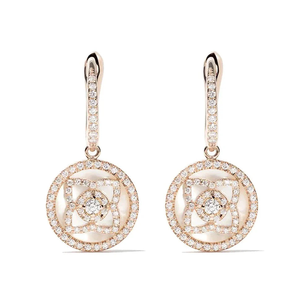 LOTUS DIAMOND MOP PINK GOLD EARRINGS