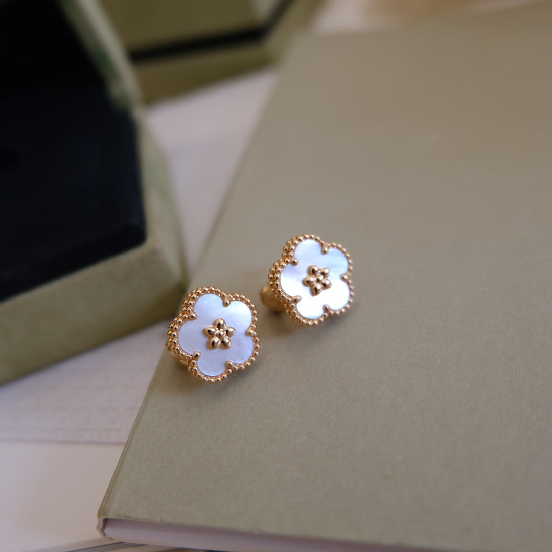 LUCKY PINK GOLD WHITE MOP EARRINGS