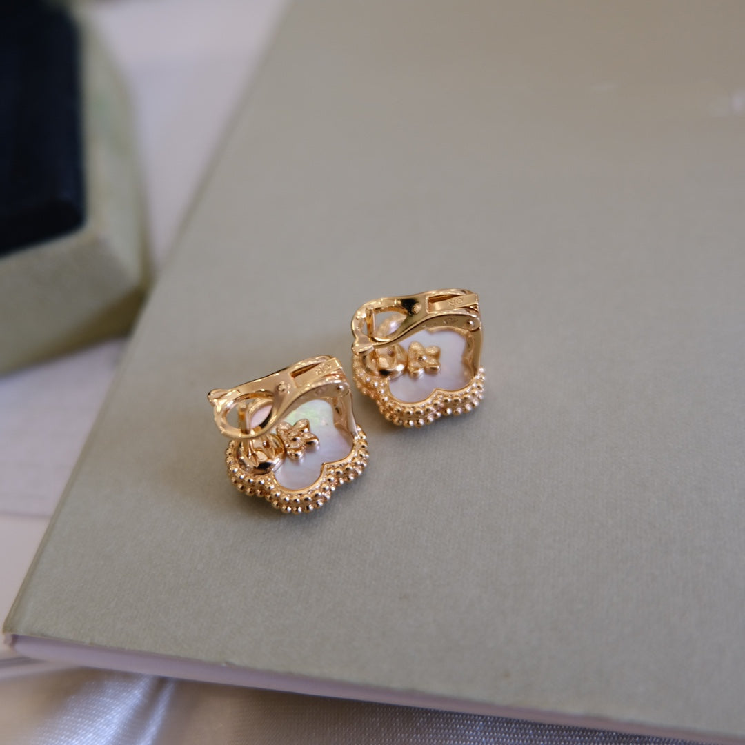 LUCKY PINK GOLD WHITE MOP EARRINGS