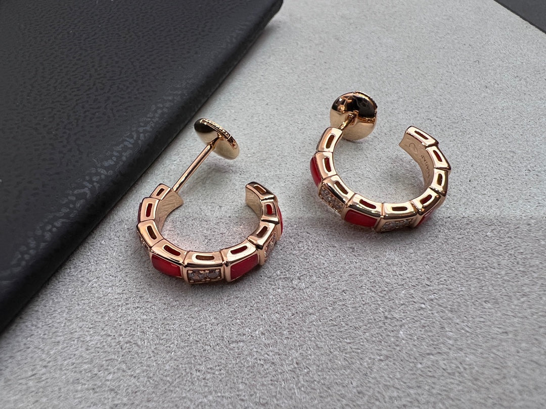 SERPENTI CARNELIAN PINK GOLD EARRINGS