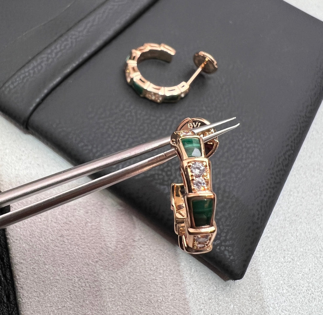 SERPENTI MALACHITE PINK GOLD EARRINGS