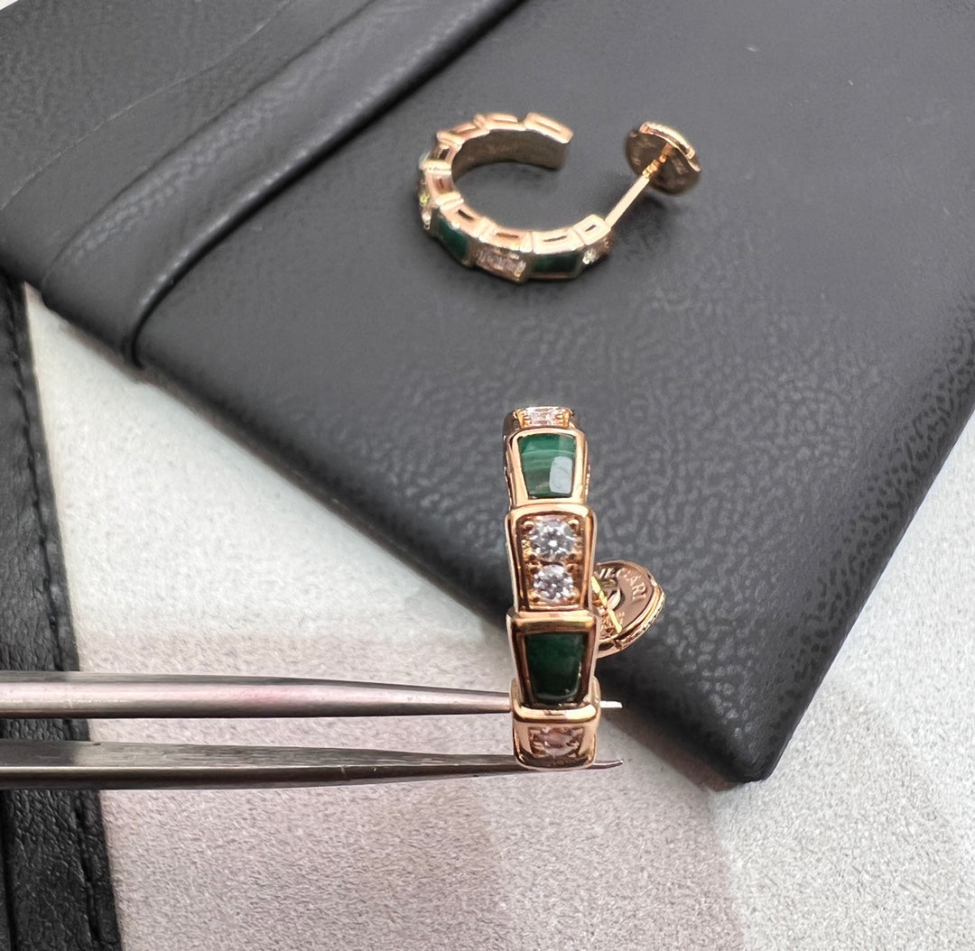 SERPENTI MALACHITE PINK GOLD EARRINGS