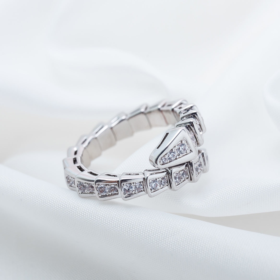 SERPENTI RING SILVER DIAMOND PAVED 4MM