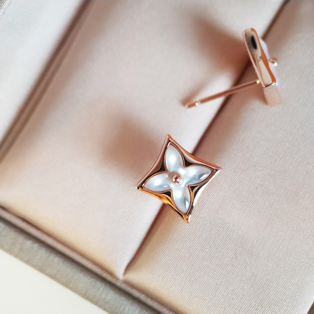 STAR MOP PINK GOLD EARRINGS