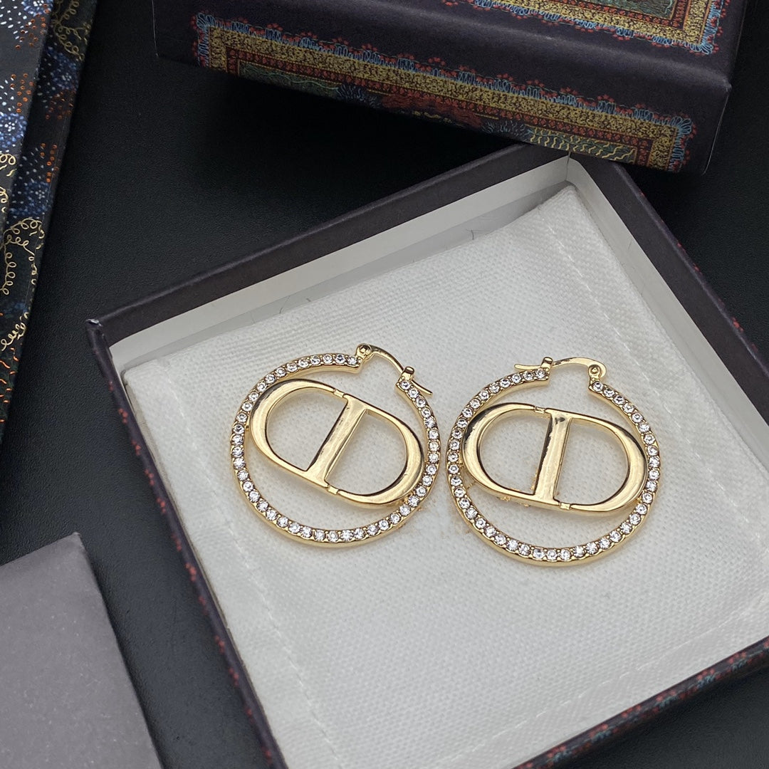 CD EARRINGS GOLD DIAMOND 33MM