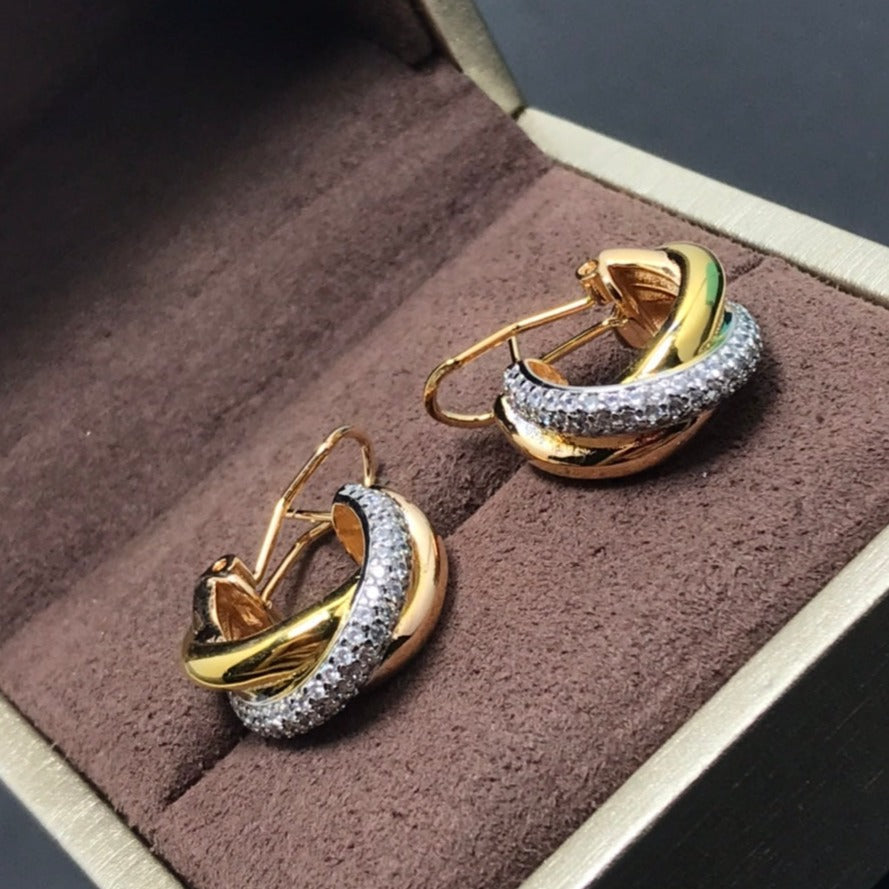 TRINITY PINK GOLD DIAMOND GOLD EARRINGS