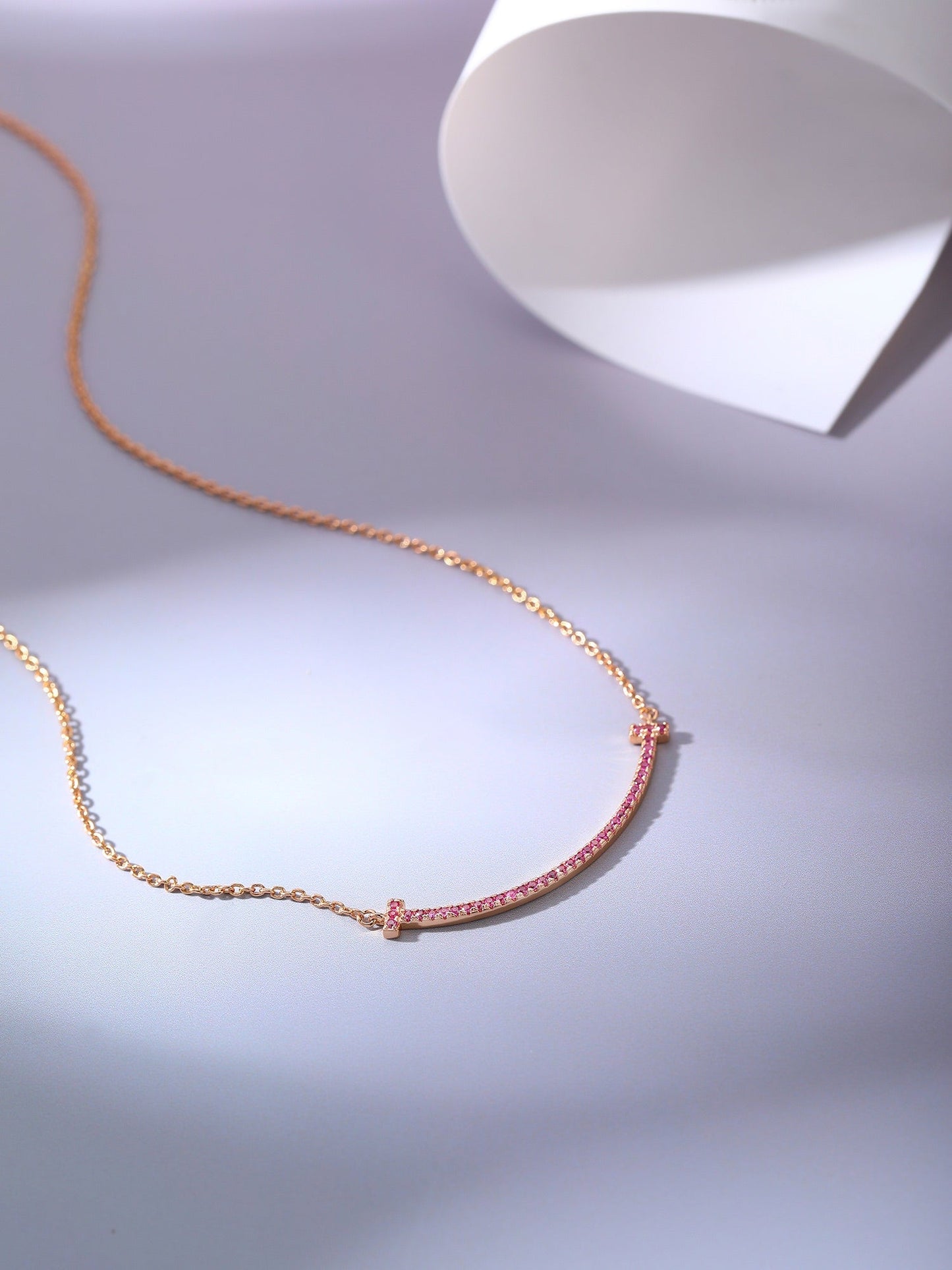 BIG SMILE PEDANT PINK DIAMOND NECKLACE