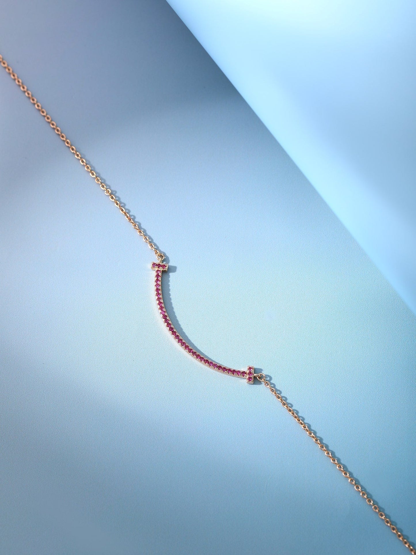 BIG SMILE PEDANT PINK DIAMOND NECKLACE