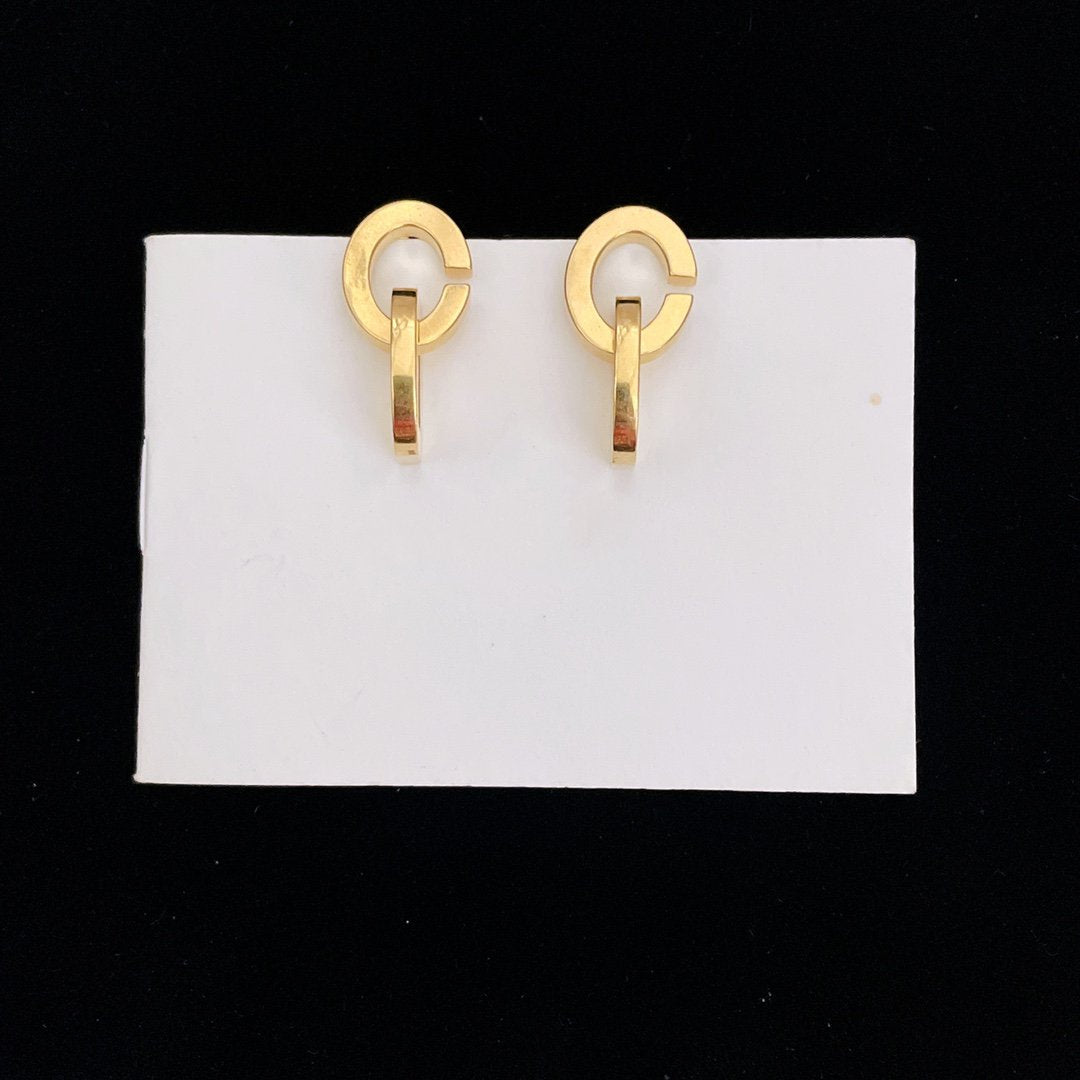 CD DROP GOLD EARRINGS