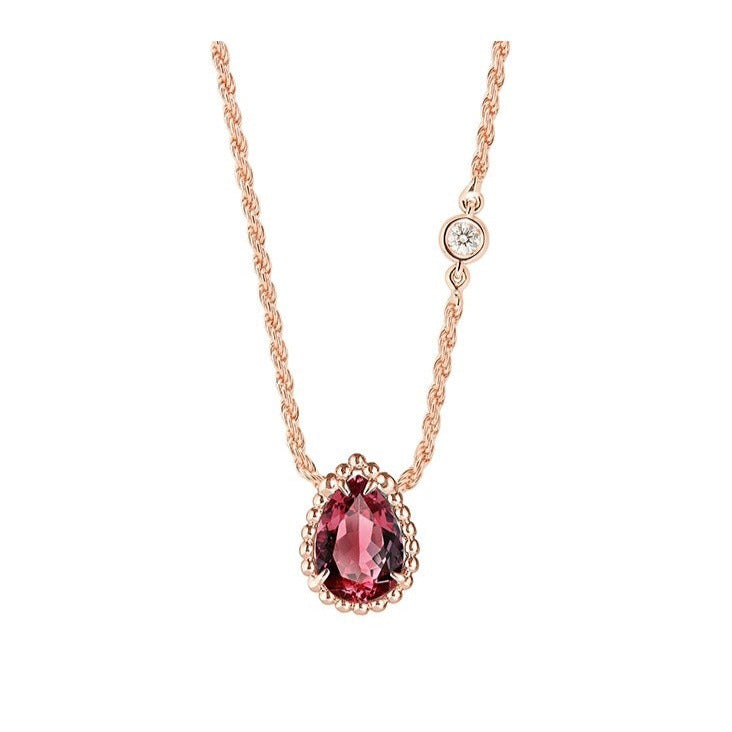 BOHEME CARNELIAN PINK GOLD DIAMOND NECKLACE