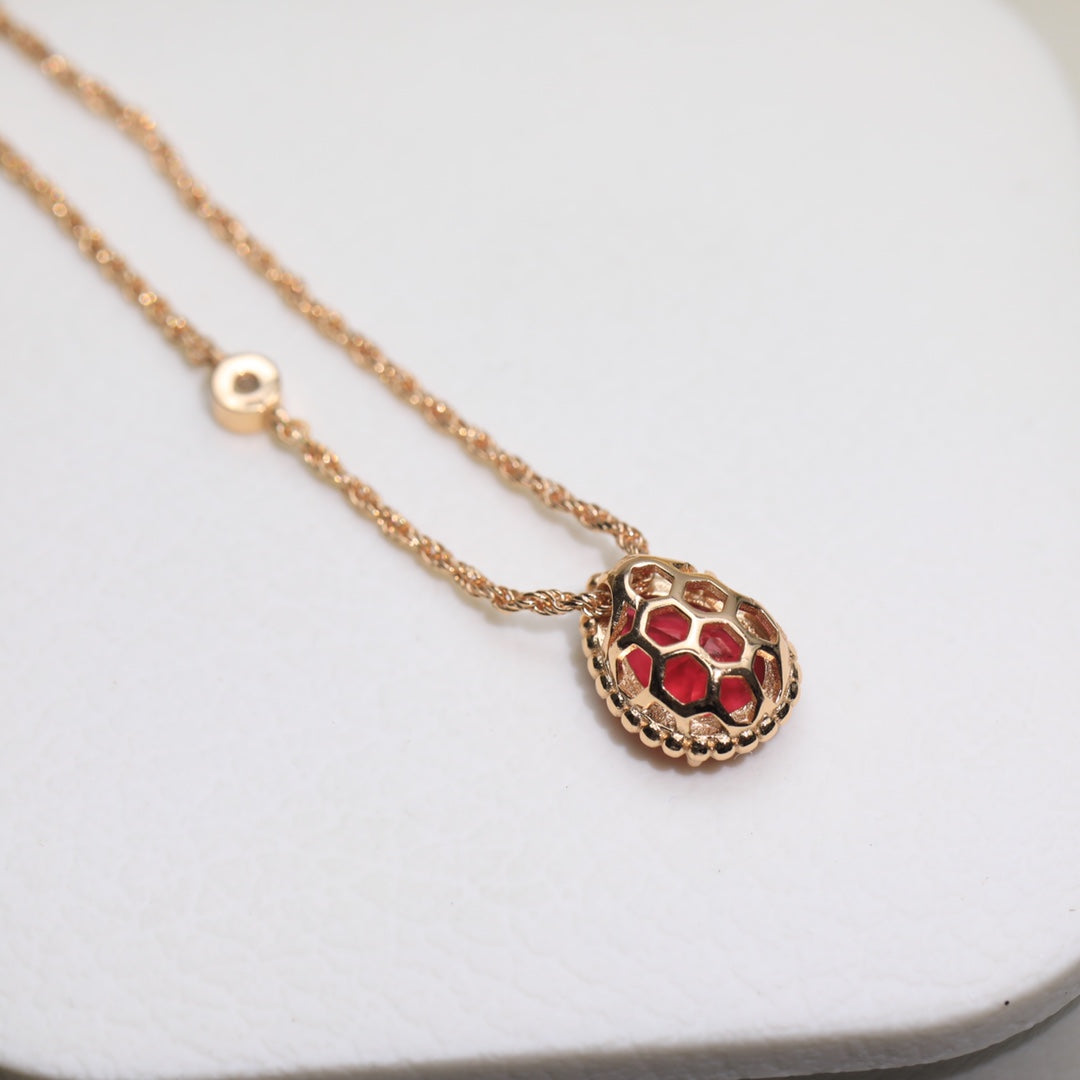 BOHEME CARNELIAN PINK GOLD DIAMOND NECKLACE