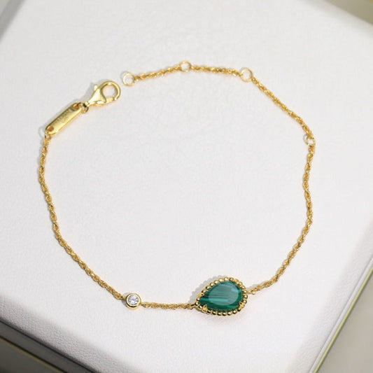 BOHEME MALACHITE GOLD CHAIN BRACELET