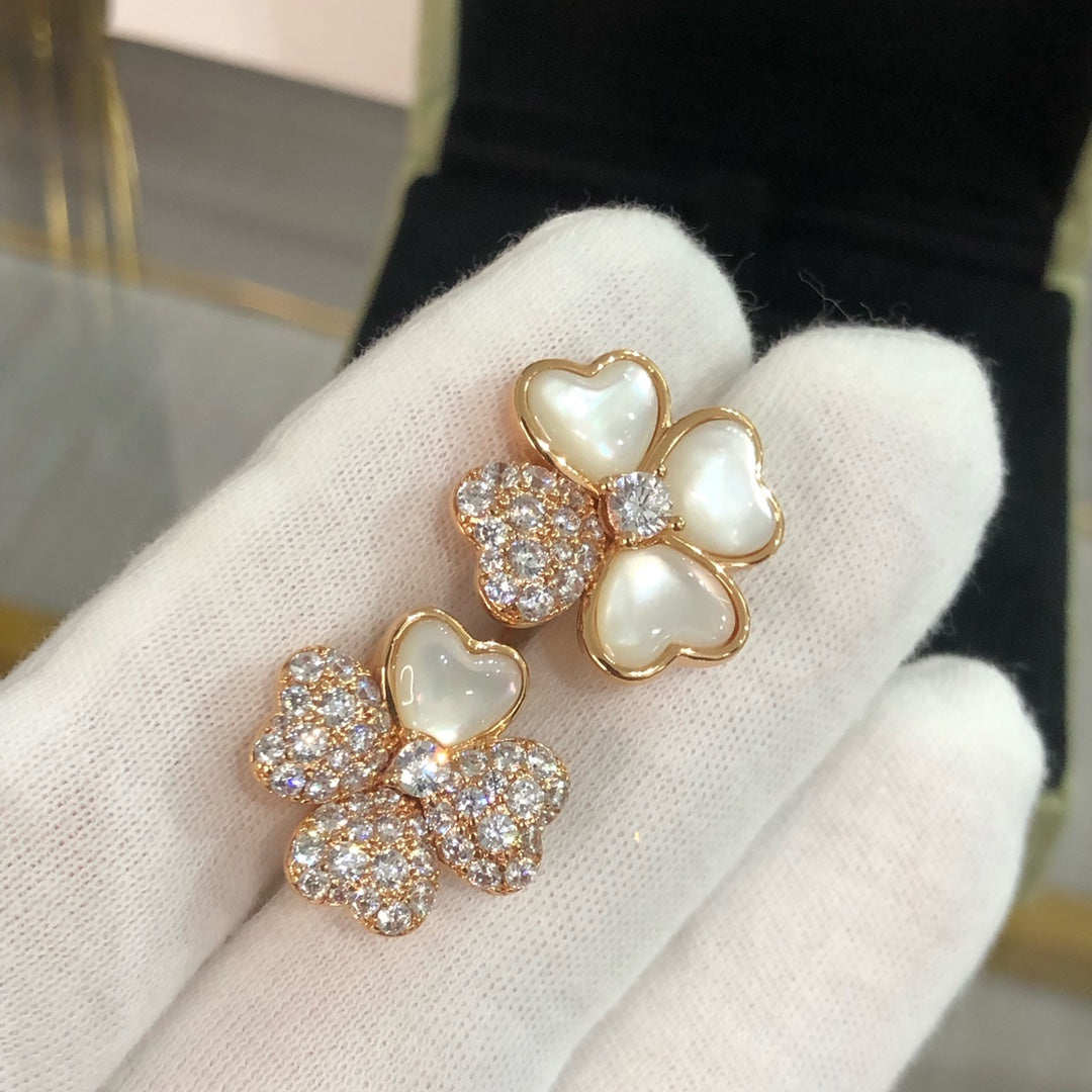 CLOVER DIAMOND MOP 2 MOTIF PINK GOLD RING