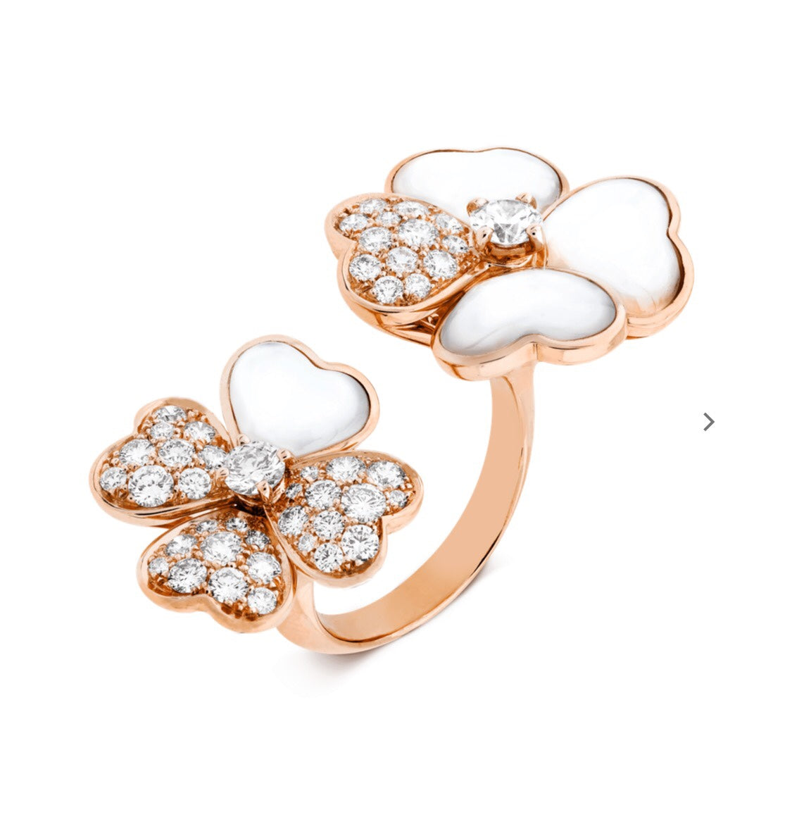 CLOVER DIAMOND MOP 2 MOTIF PINK GOLD RING