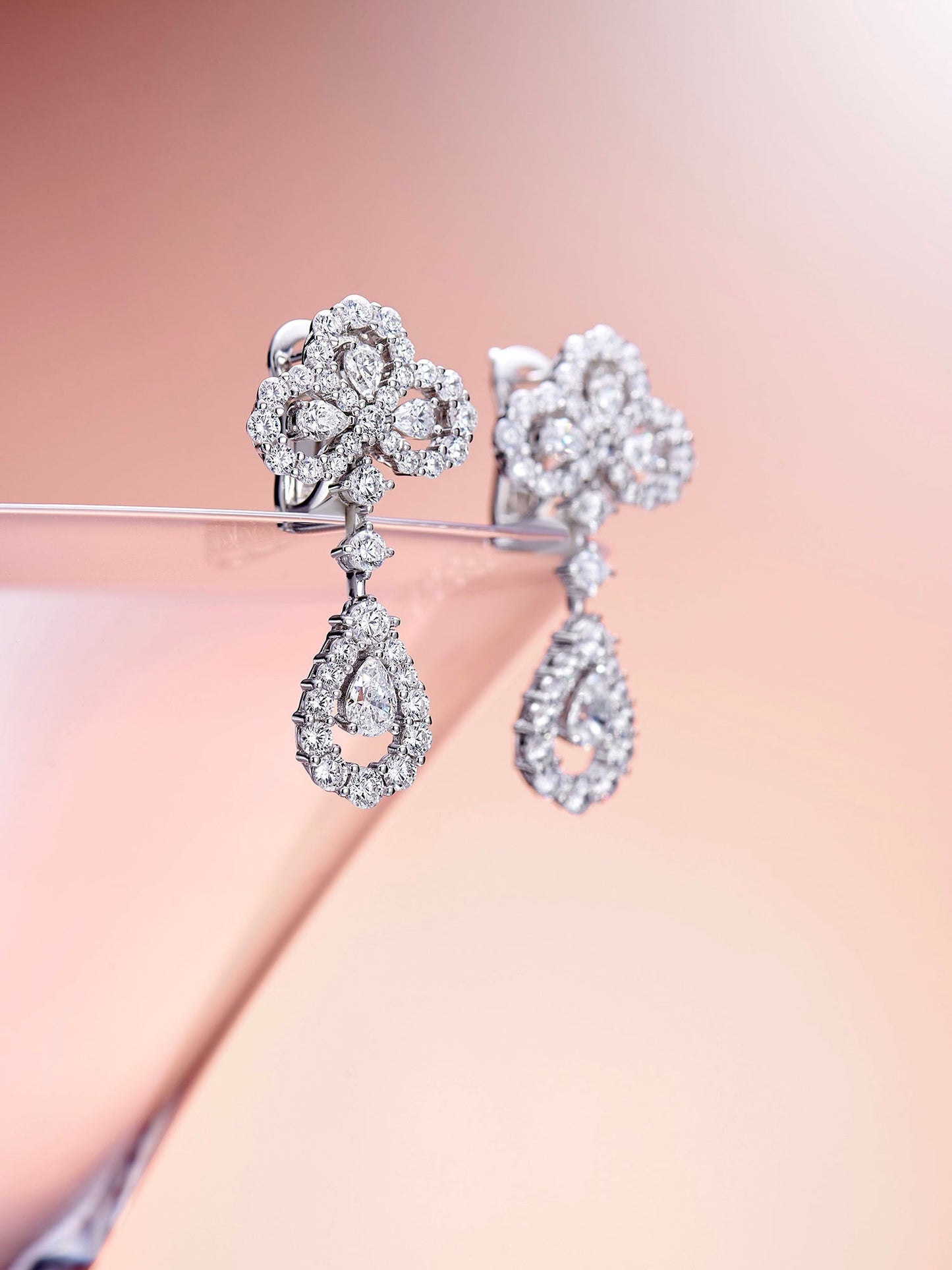 LOOP DIAMOND DROP SILVER EARRINGS