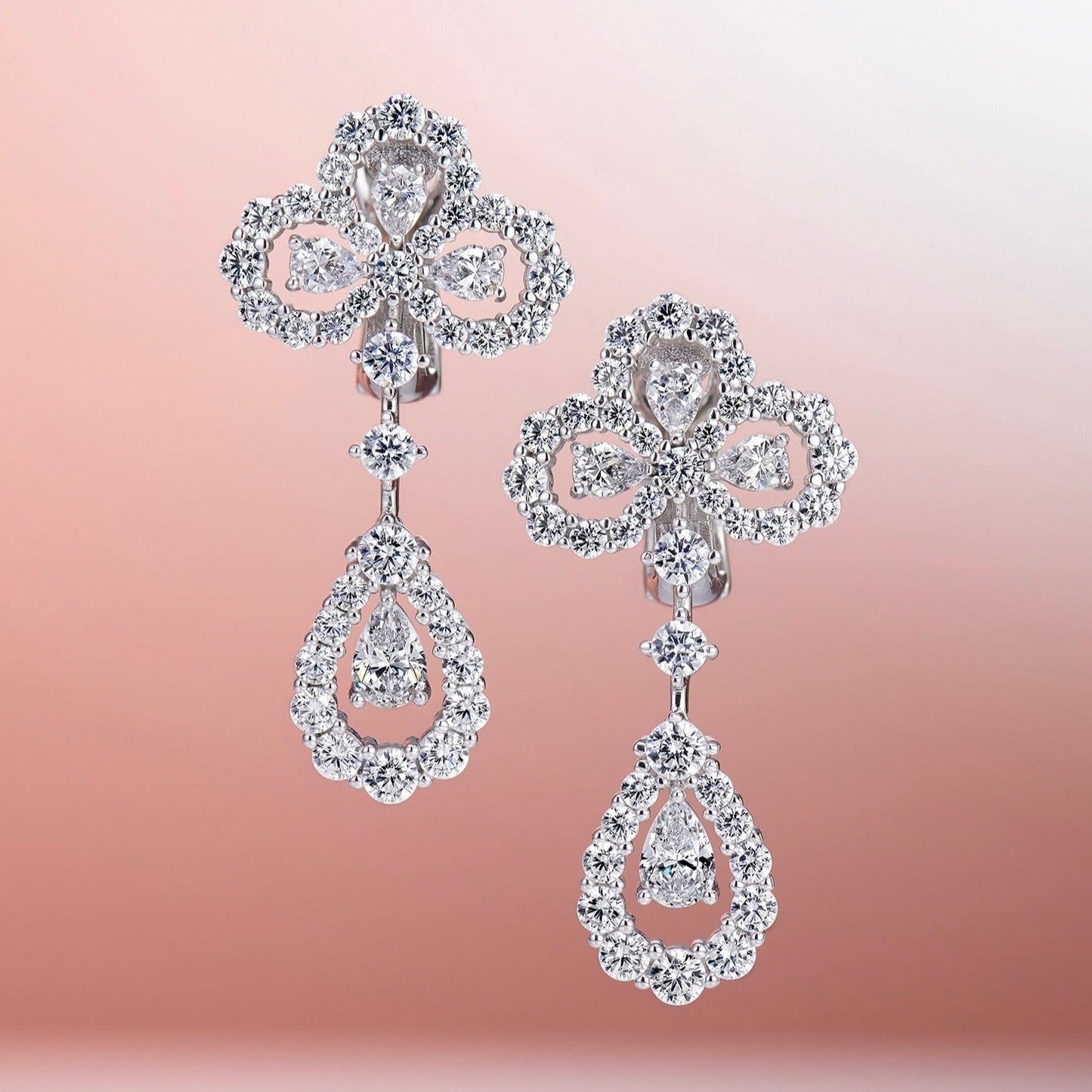 LOOP DIAMOND DROP SILVER EARRINGS