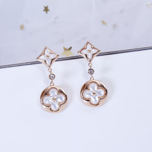 STAR AND SUN PINK GOLD MOP DROP EARRINGS