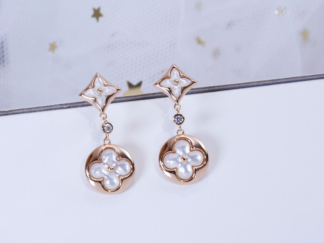 STAR AND SUN PINK GOLD MOP DROP EARRINGS