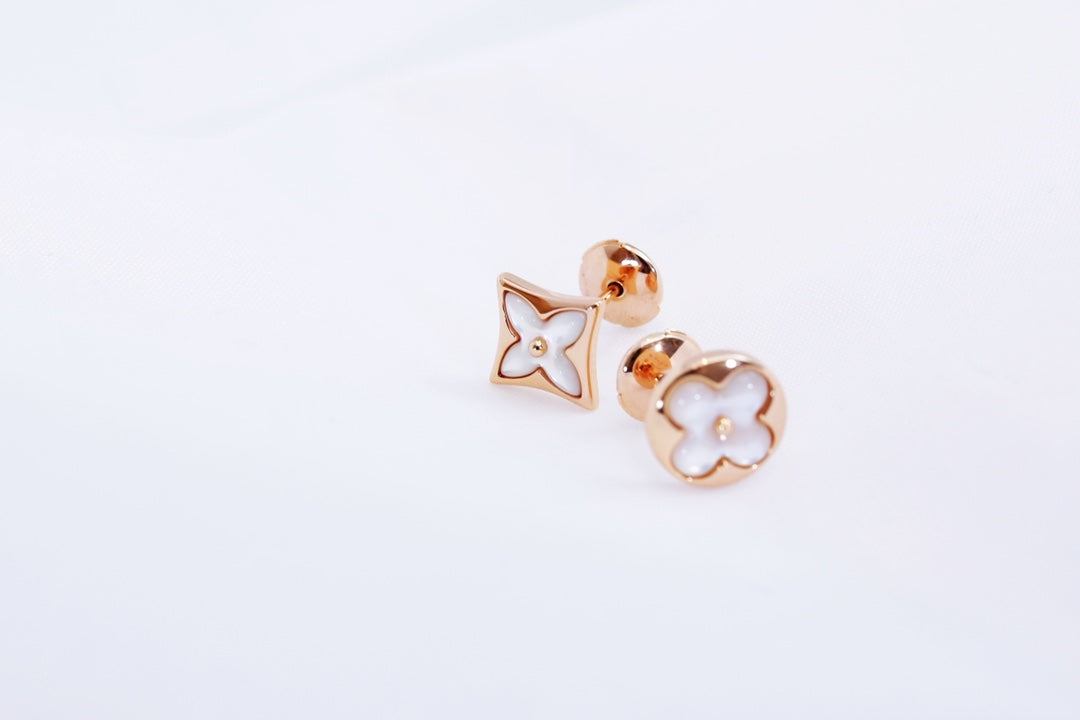 STAR AND SUN PINK GOLD MOP STUD EARRINGS