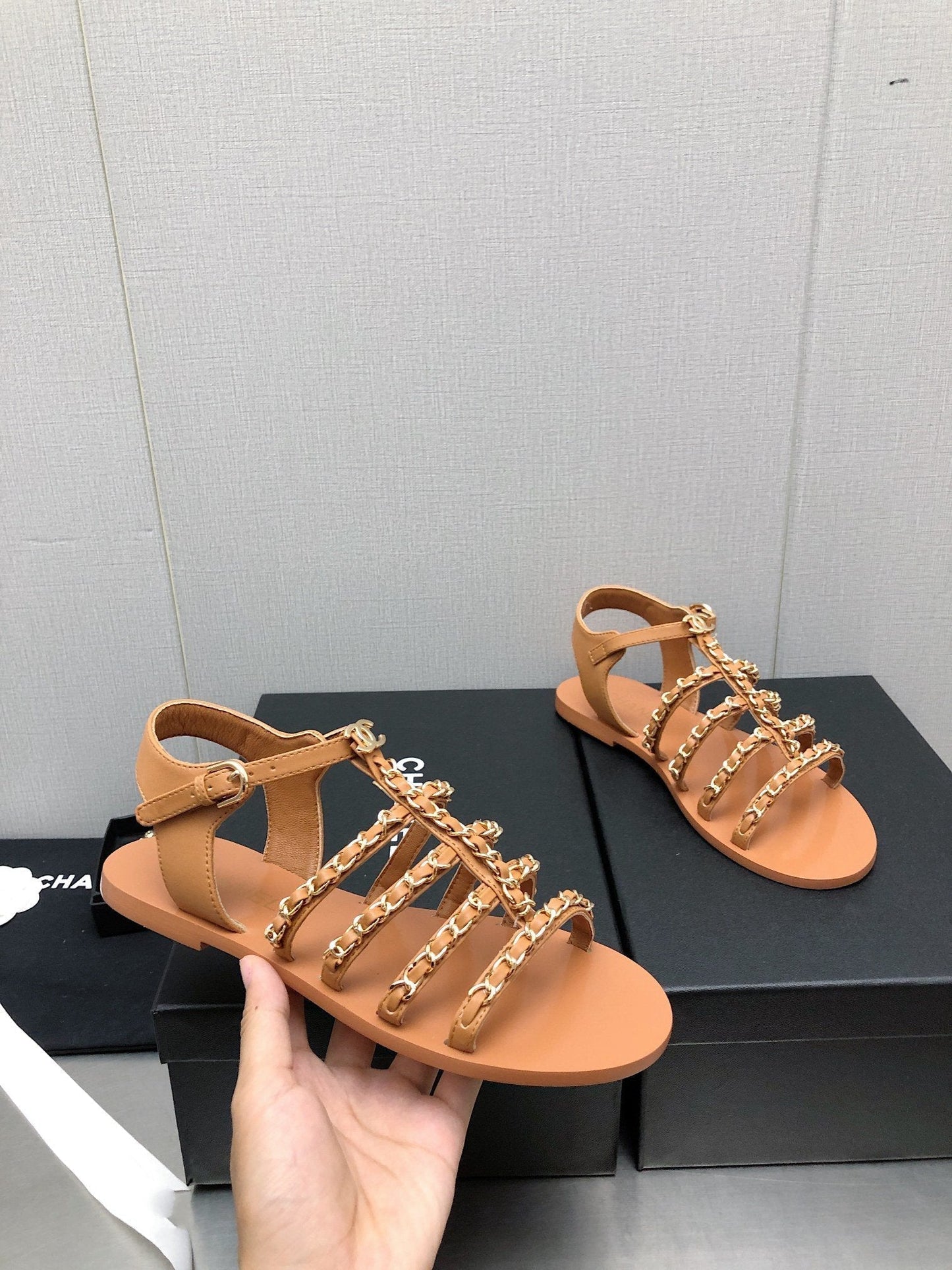 sandals brown lambskin