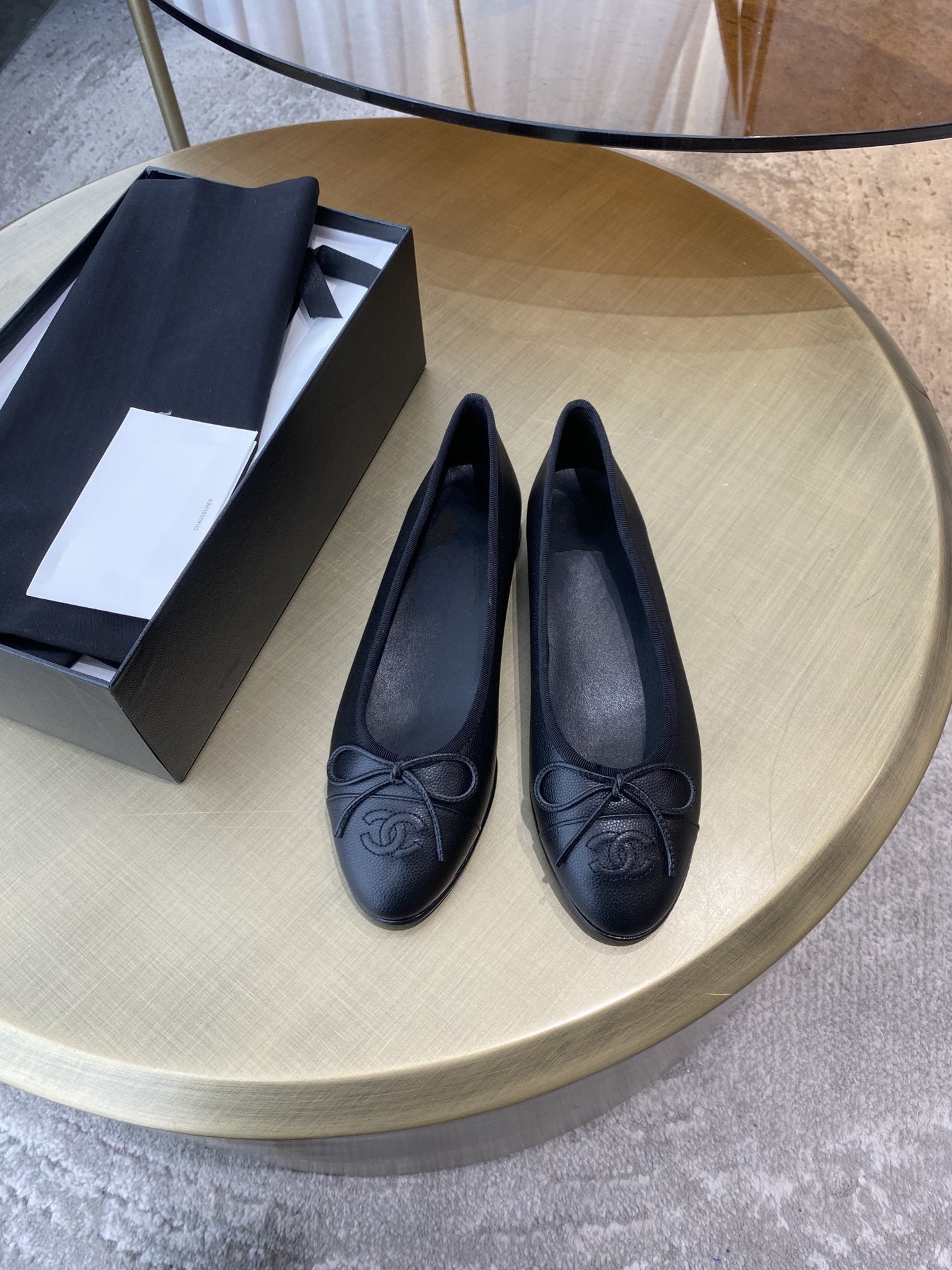 ballet flats black grained calfskin