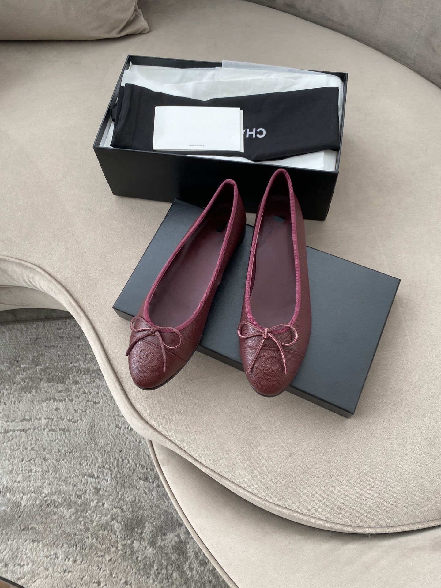 ballet flats burgundy grained calfskin