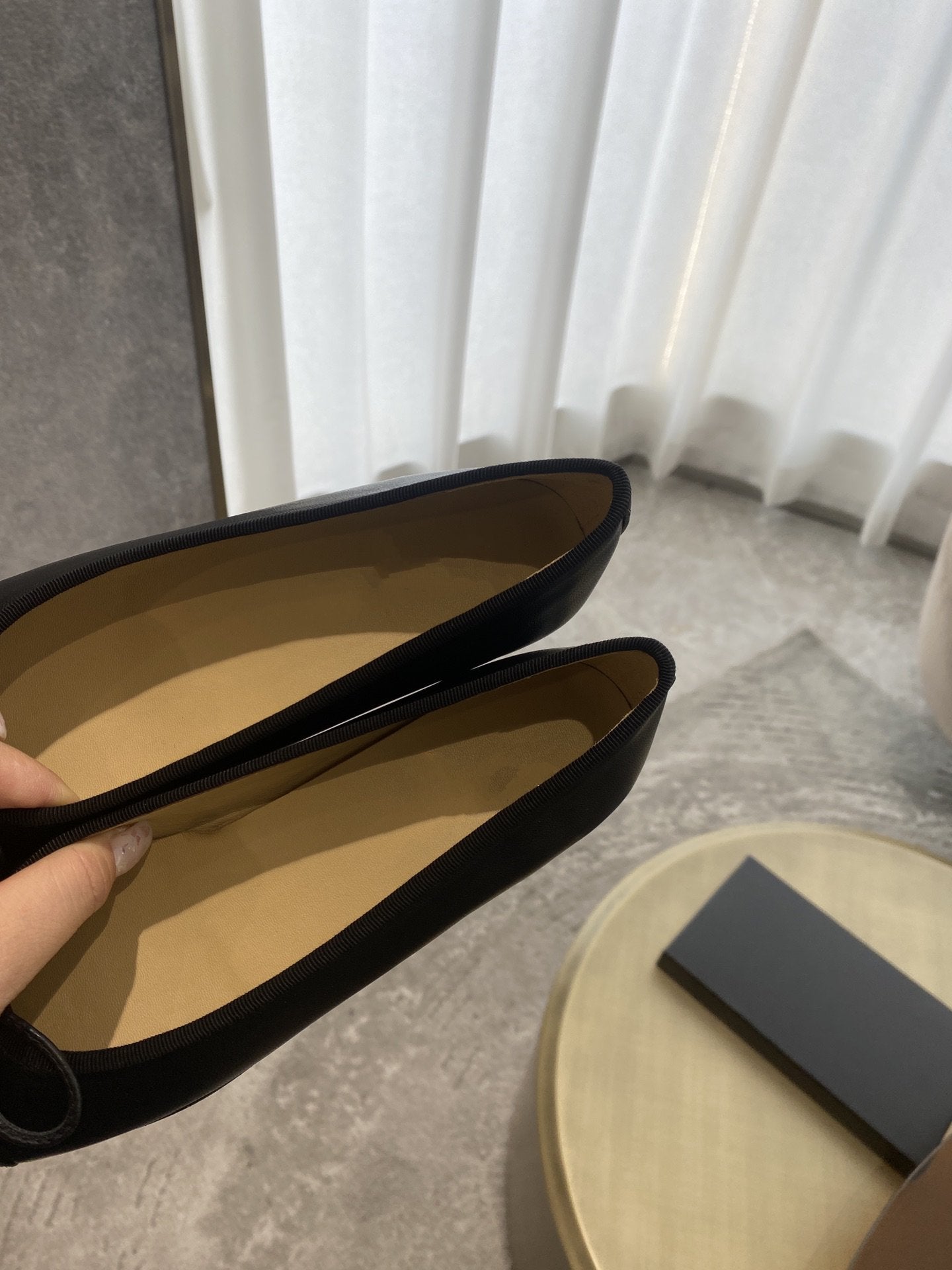 ballet flats black beige lambskin