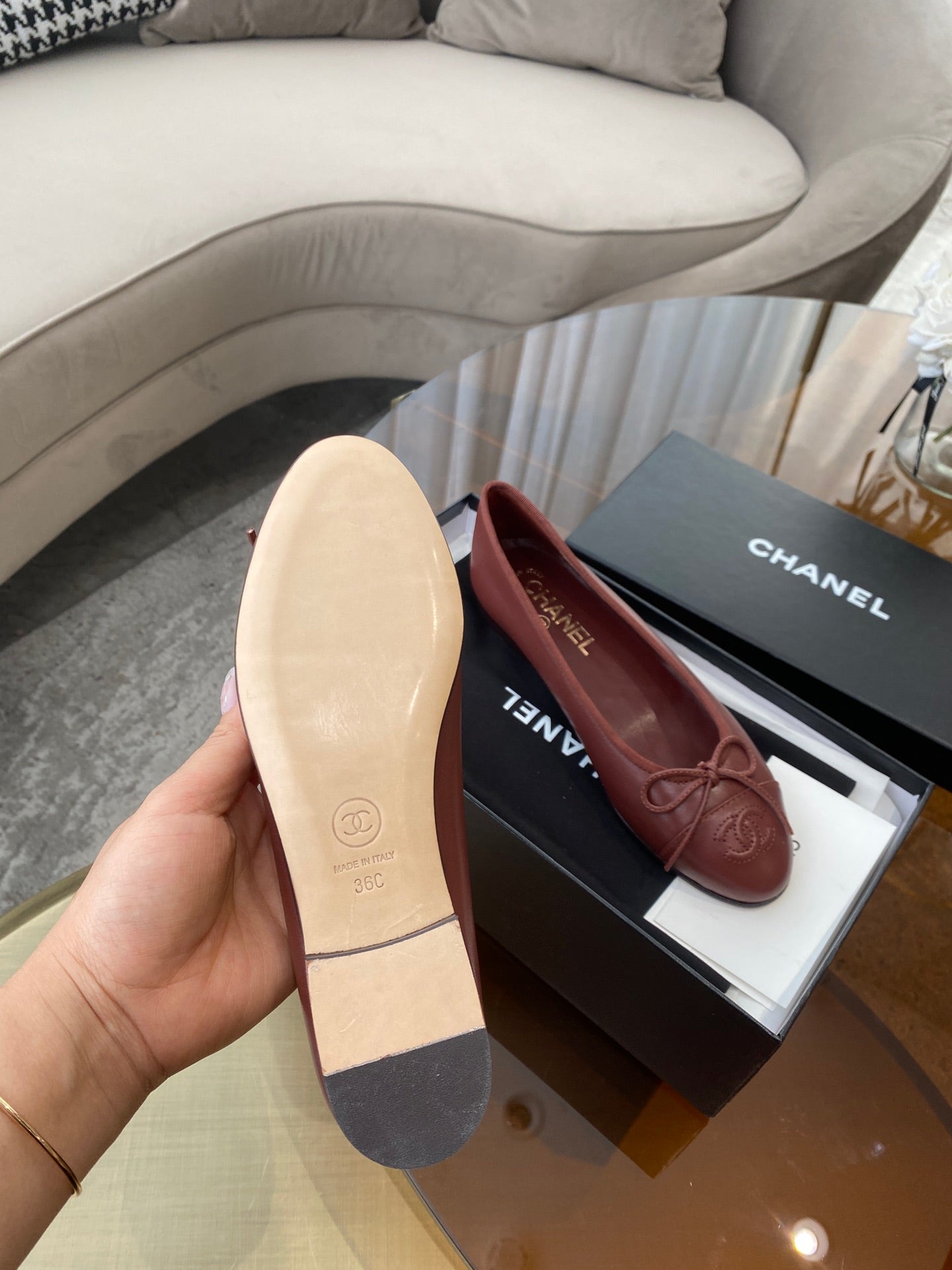 ballet flats burgundy lambskin