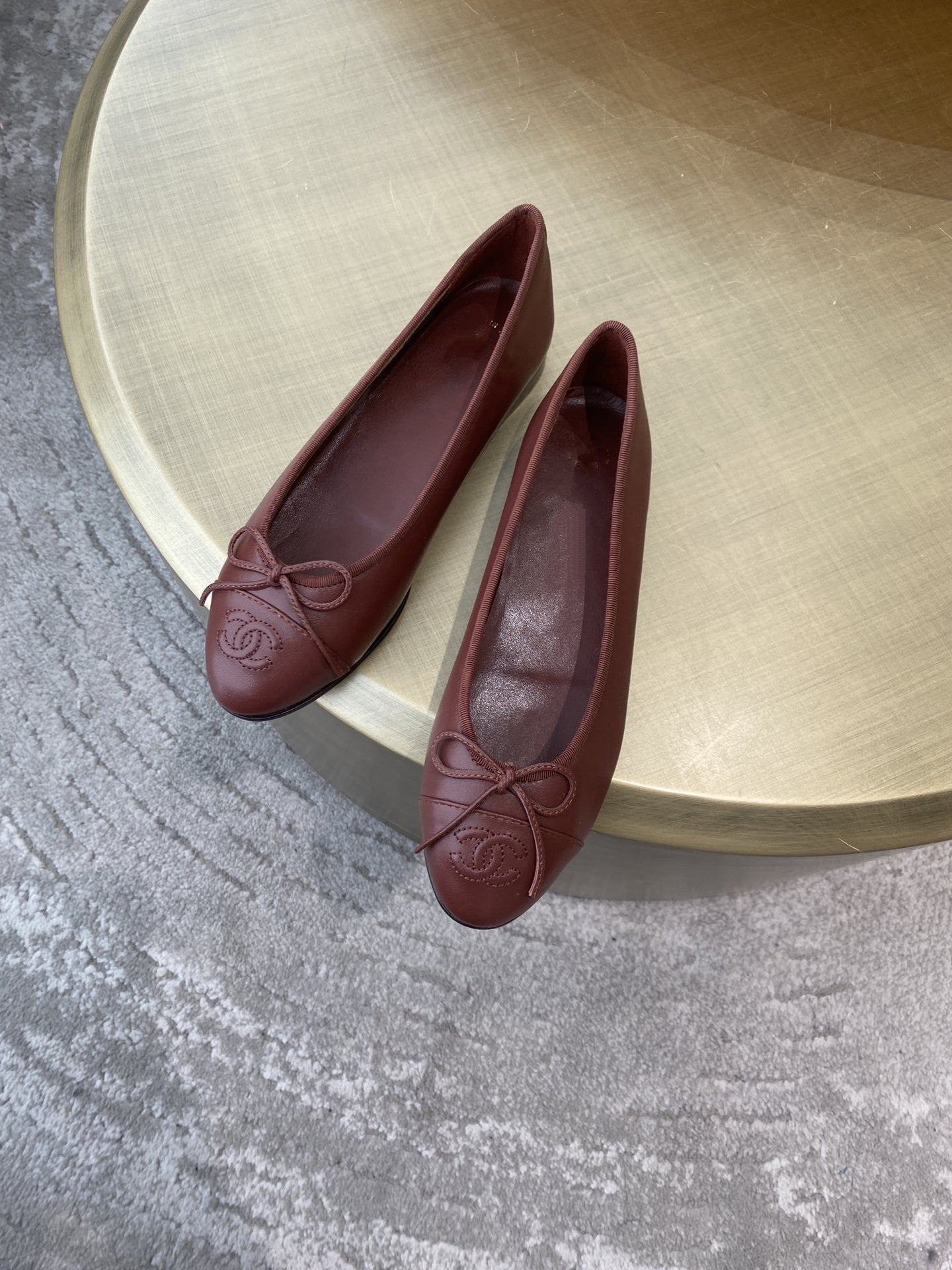 ballet flats burgundy lambskin