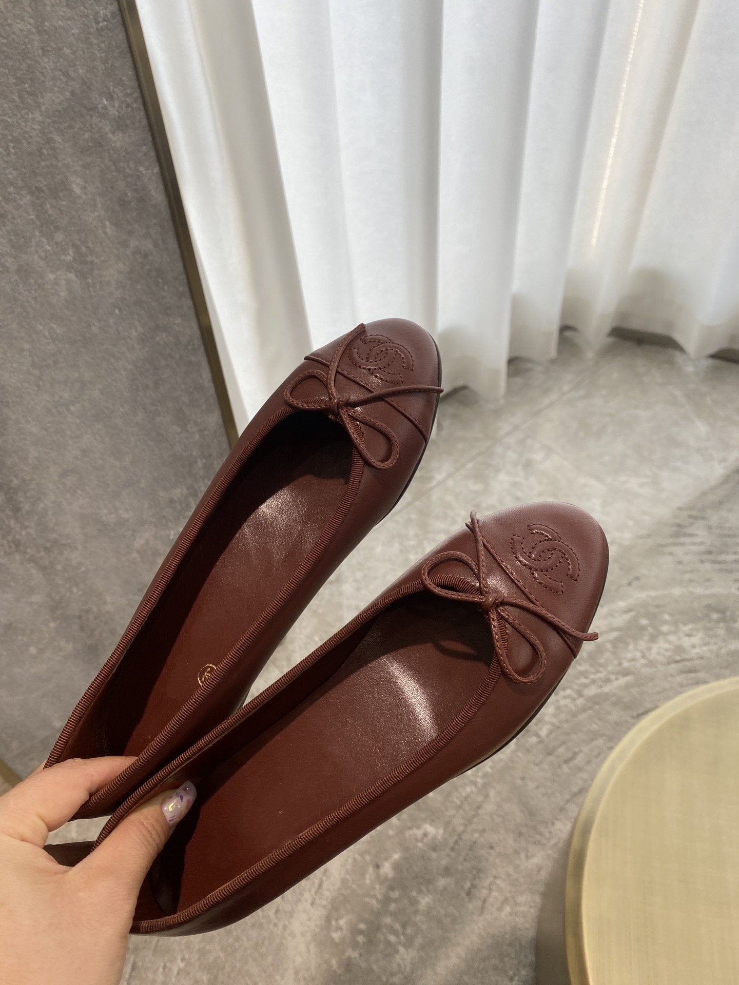 ballet flats burgundy lambskin