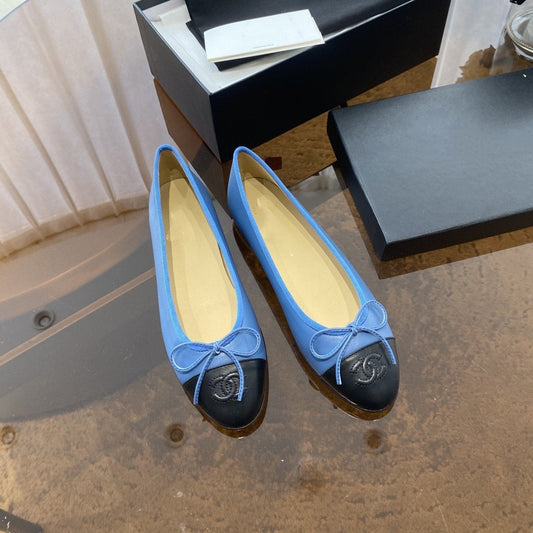 ballet flats blue black lambskin