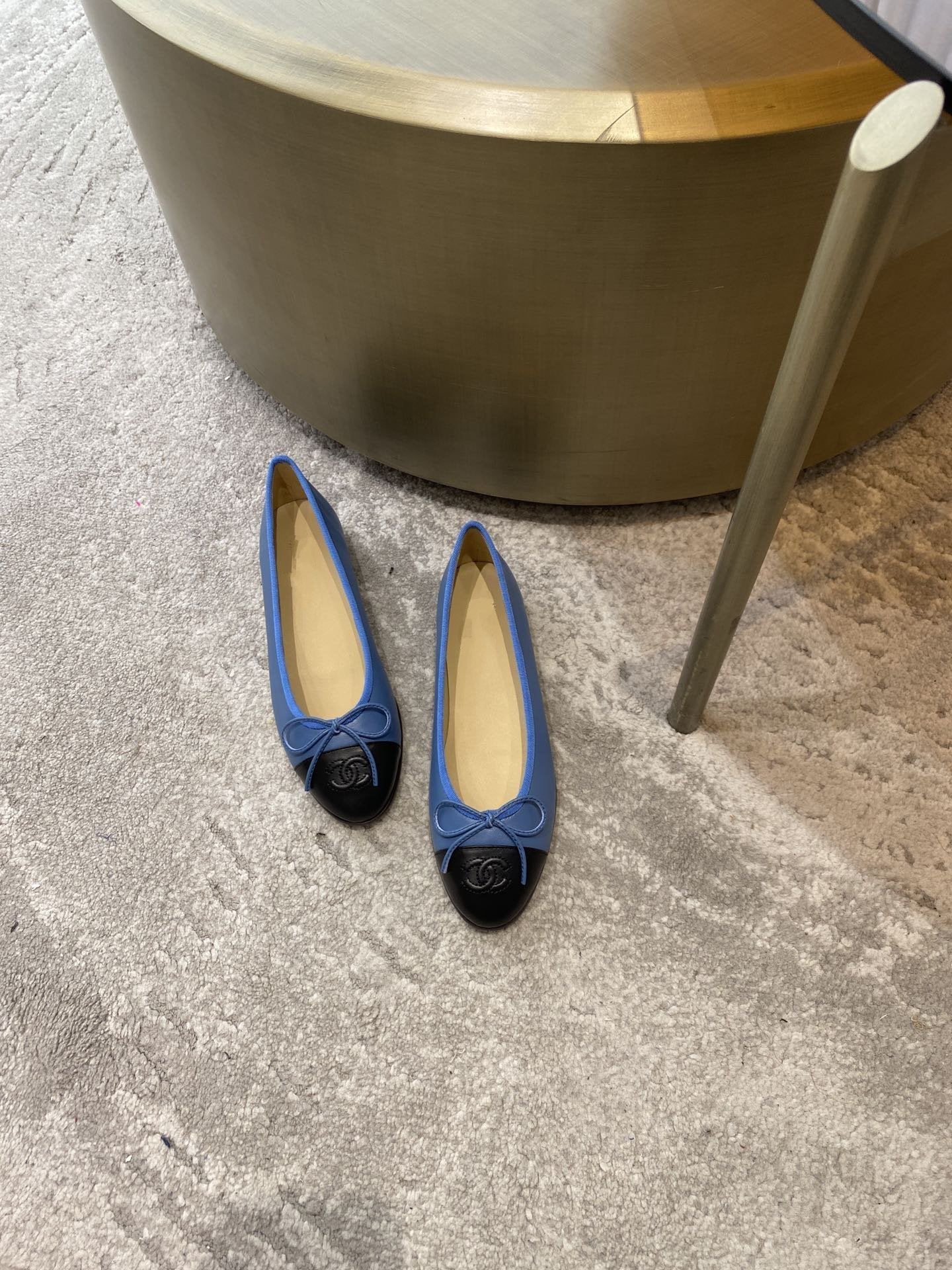 ballet flats blue black lambskin