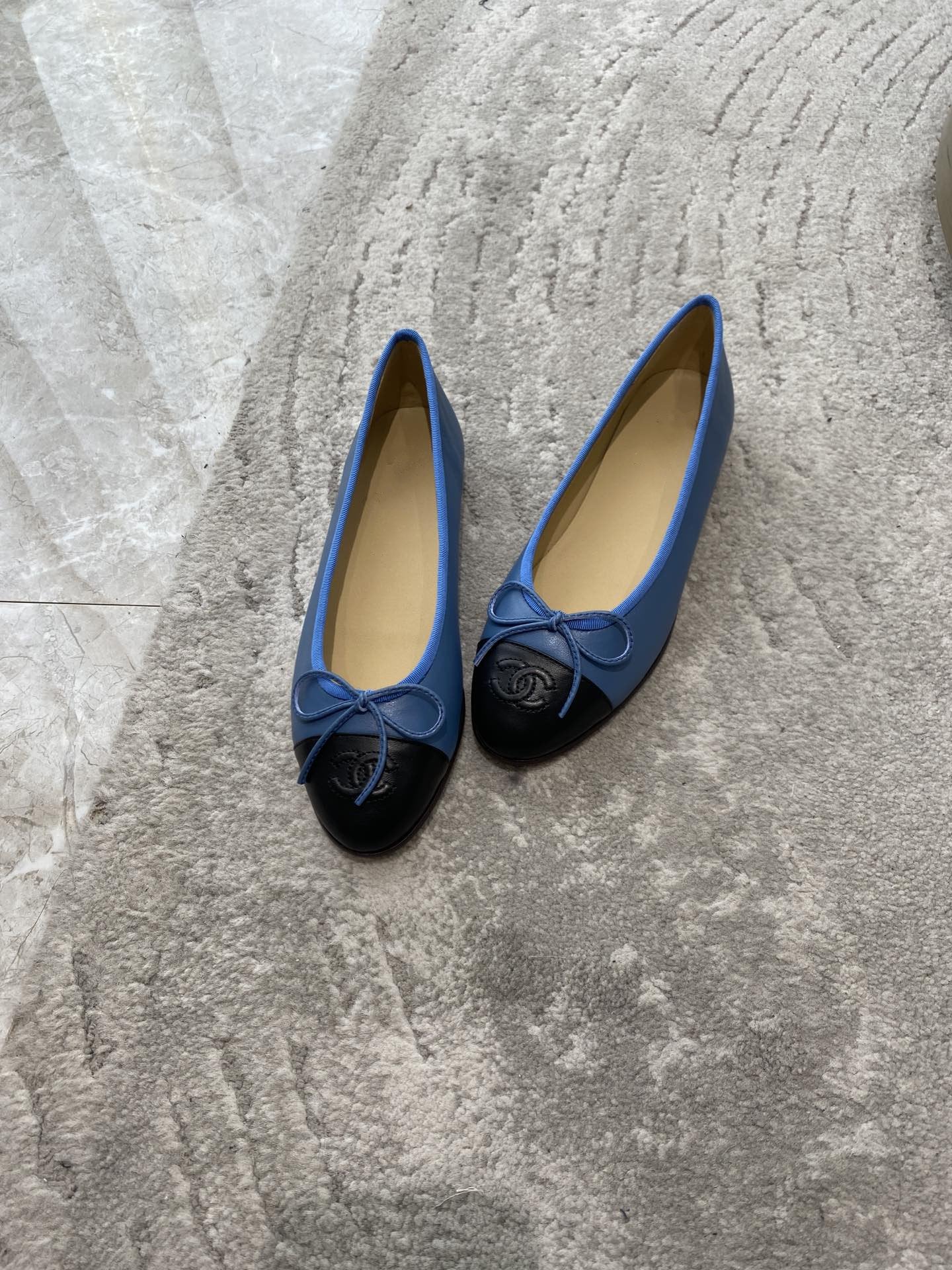 ballet flats blue black lambskin