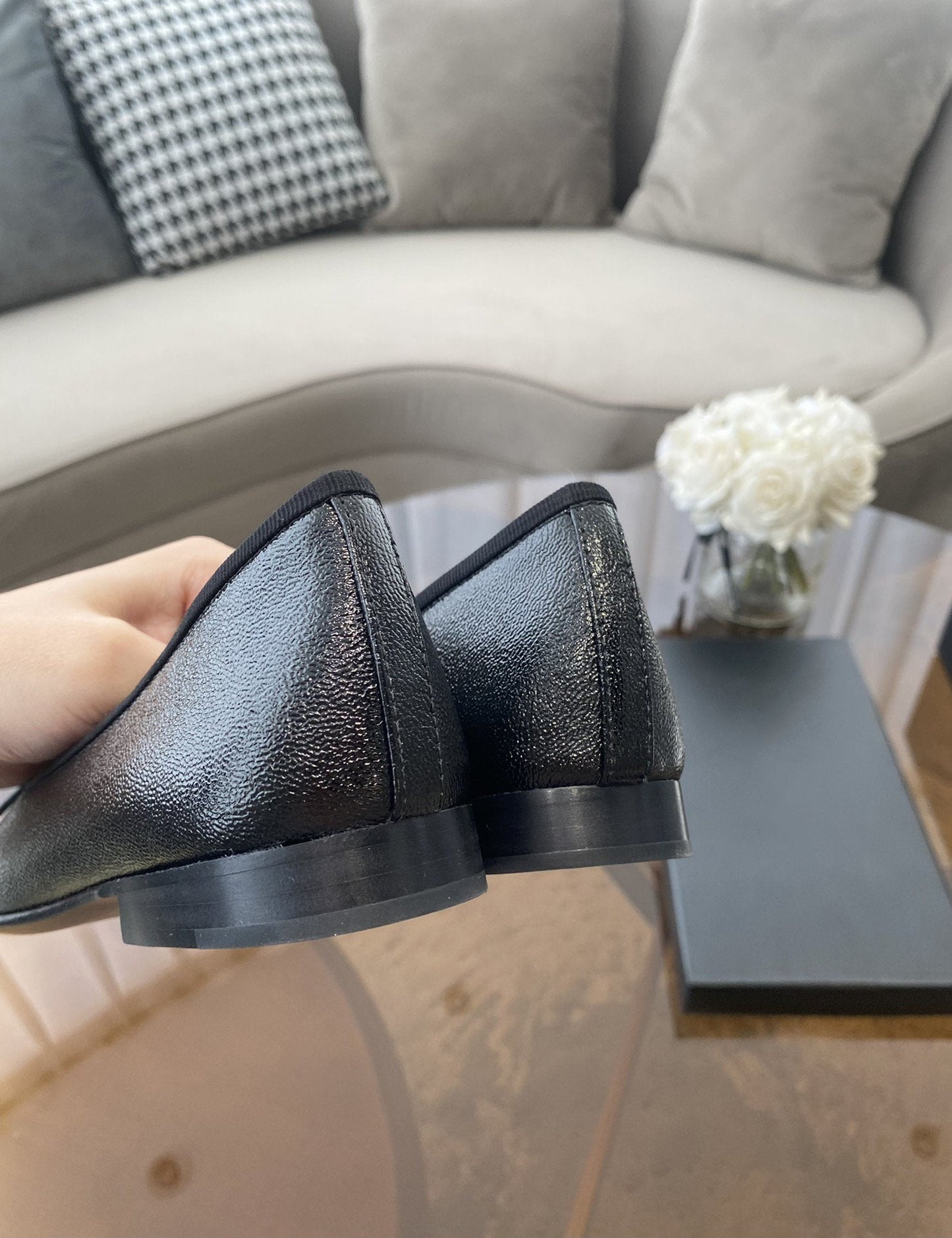 ballet flats all black lambskin