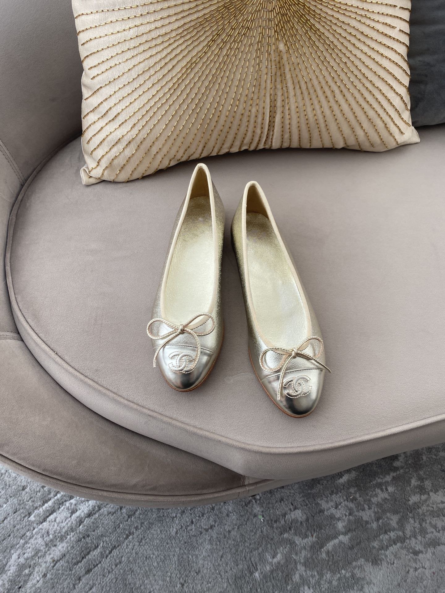 ballet flats light gold lambskin