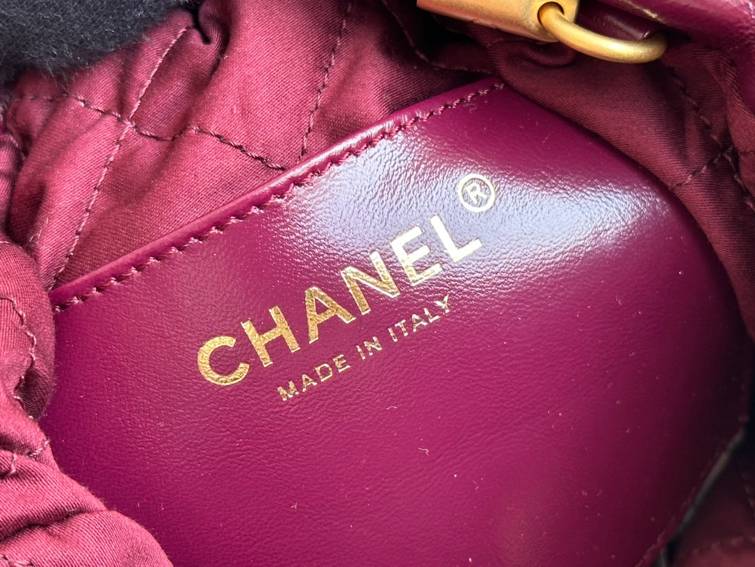 CC HOBO BAG 22 BURGUNDY LAMBSKIN GOLD HARDWARE 20CM