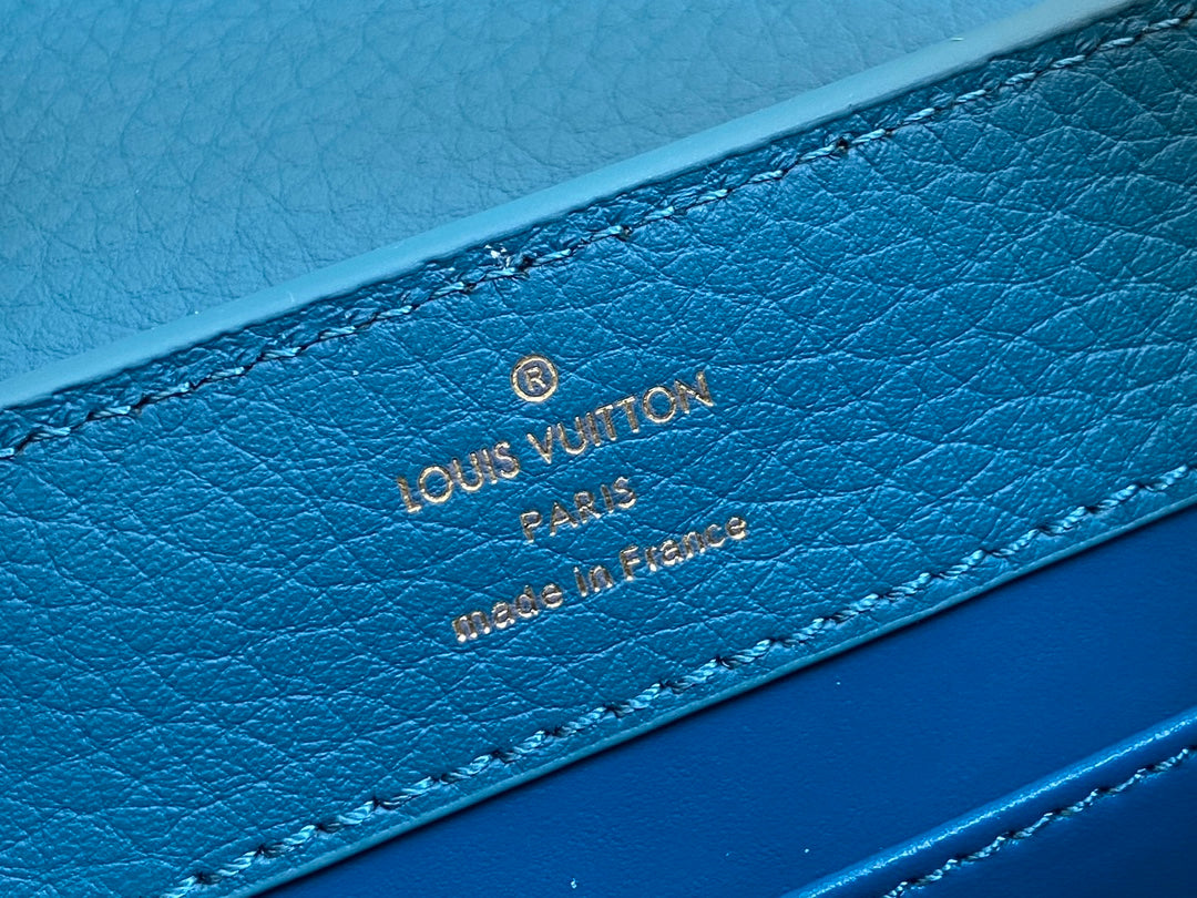 CAPUCINES MINI 21 BLUE TAURILLON GOLD  HARDWARE