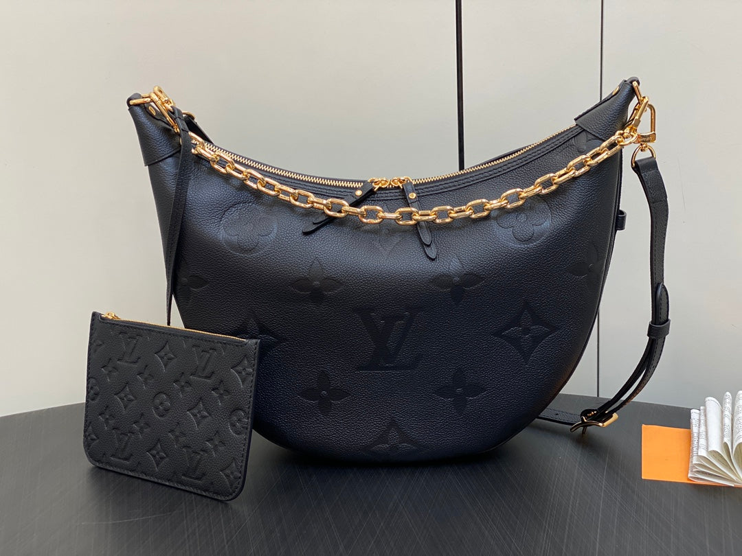 LOOP HOBO 38 BLACK MONOGRAM EMPREINTE LEATHER GOLD HARDWARE