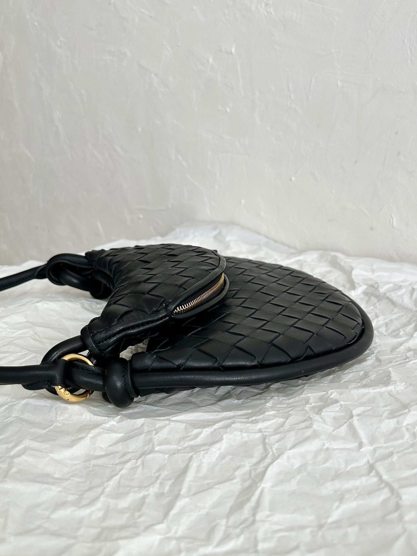 BV MEDIUM GEMELLI 36CM BLACK LAMBSKIN LEATHER