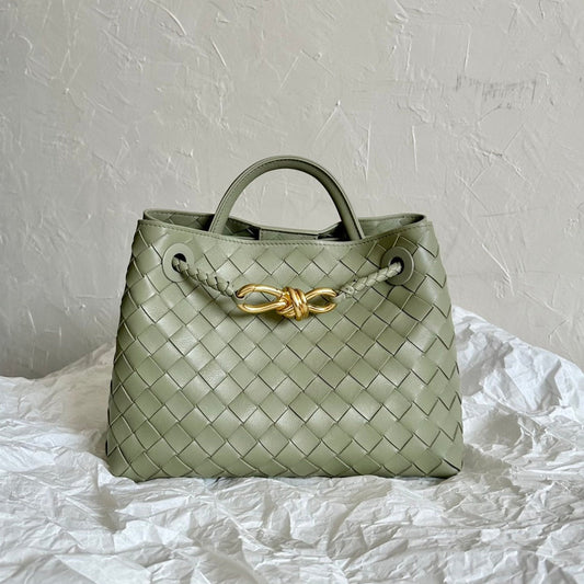 BV SMALL ANDIAMO 25CM LIGHT GREEN LAMBSKIN