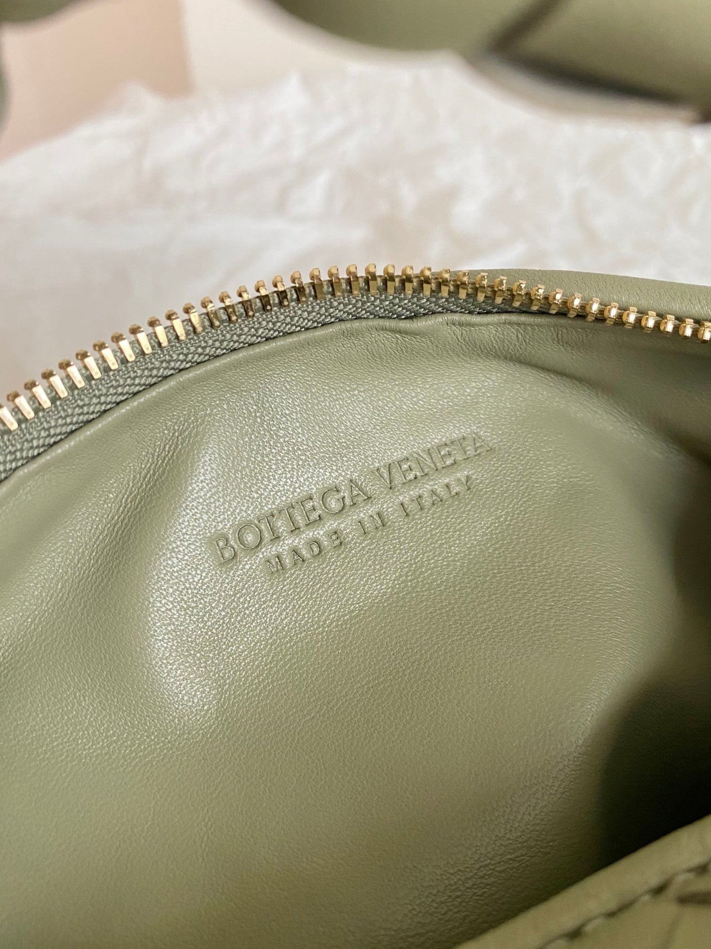 BV MINI JODIE 28CM GREEN LAMBSKIN LEATHER