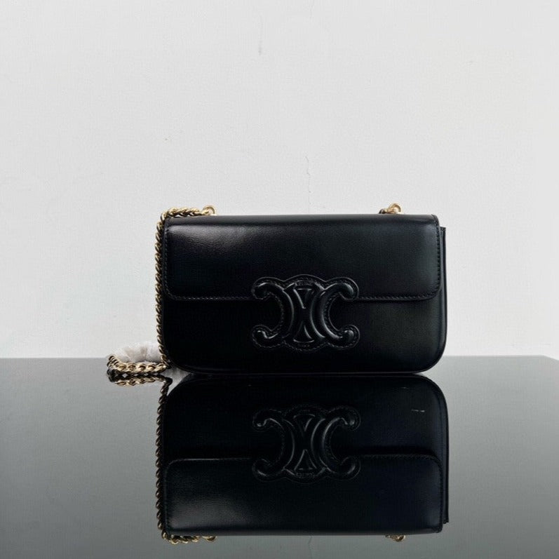 CUIR TRIOMPHE 20 BLACK CALFSKIN GOLD HARDWARE