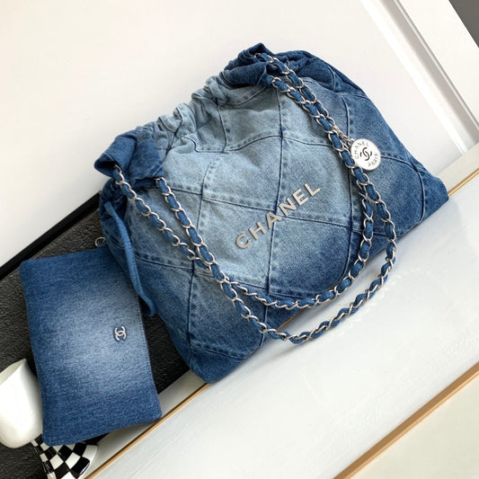 CC HOBO 39CM DENIM SILVER HARDWARE