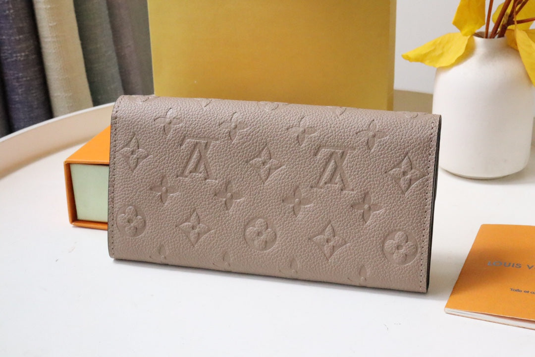 SARAH WALLET BEIGE MONOGRAM EMPREINTE 19CM