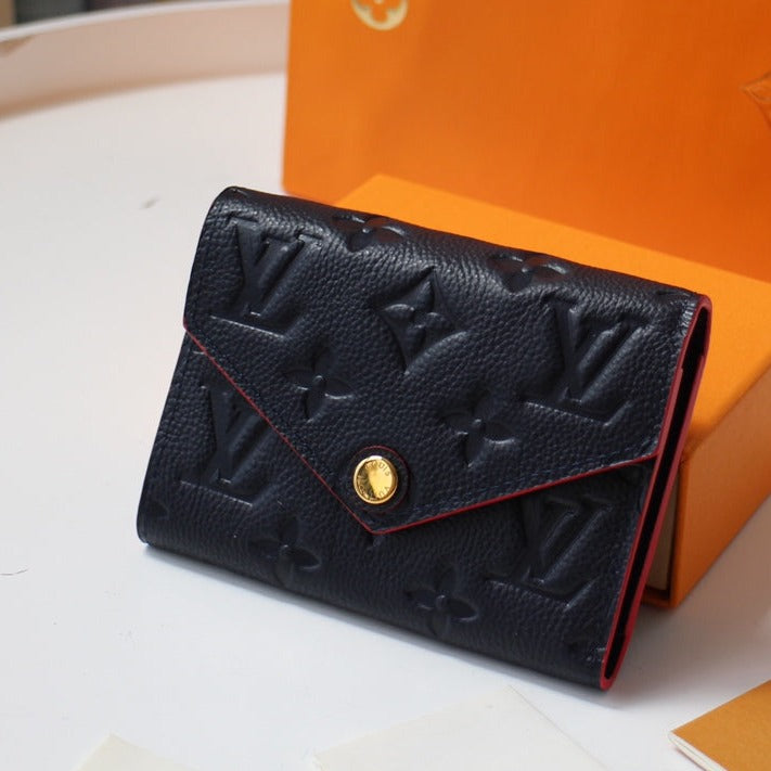 VICTORINE WALLET 12CM BLACK RED MONOGRAM EMPREINTE LEATHER