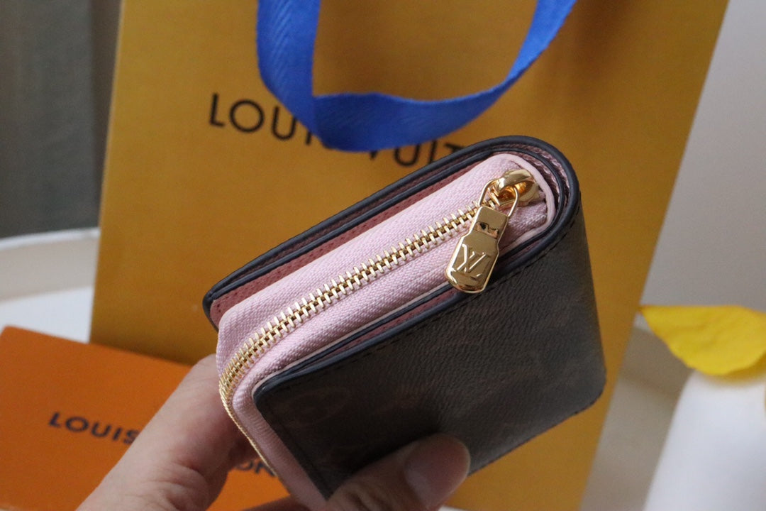 LOU WALLET 11.5CM BROWN PINK MONOGRAM CANVAS