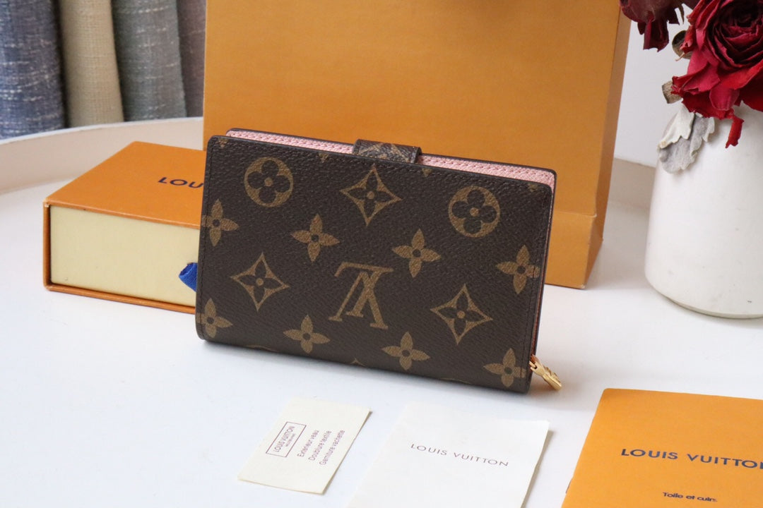 JULIETTE WALLET 13.5 BROWN PINK MONOGRAM CANVAS