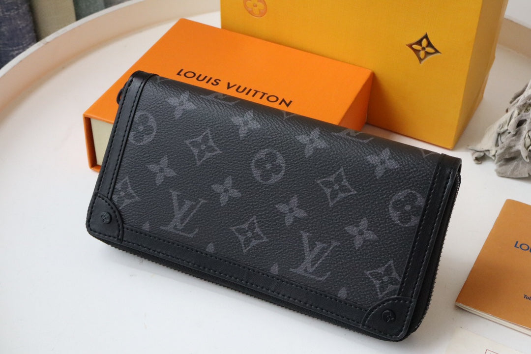 TRUNK ZIPPY WALLET 19.5 BLACK MONOGRAM CANVAS