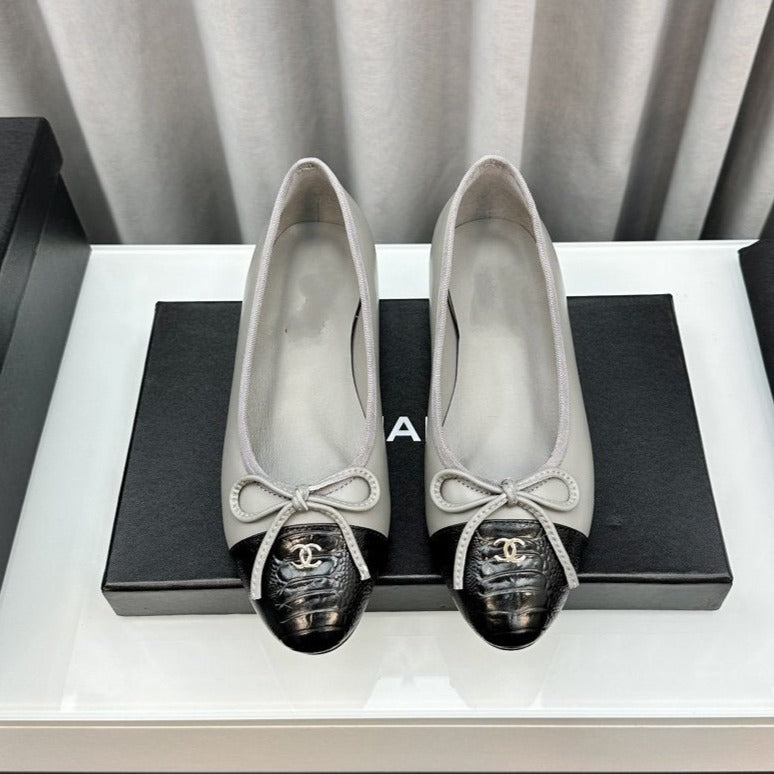 ballet flats grey black lambskin