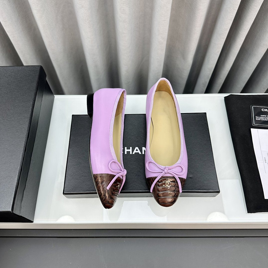 ballet flats pink brown lambskin